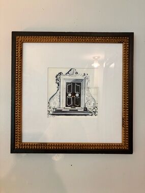 Anthropologie Framed Black and Gold Ornate Door Wall Art